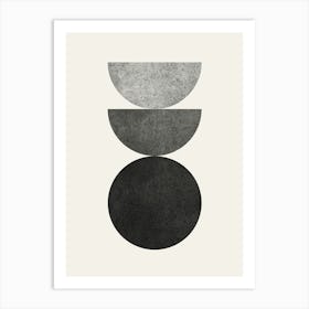 The Balance - Scandinavian Half-moon Circle Abstract Minimalist - Black and White Grey Art Print