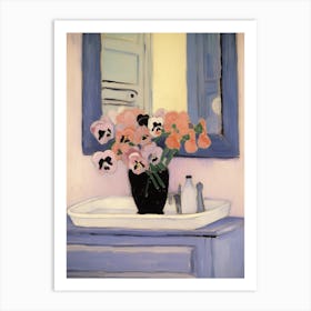 A Vase With Pansy, Flower Bouquet 4 Art Print