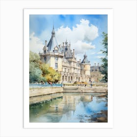 Cha Teau De Chantilly Gardens France Watercolour 2 Art Print