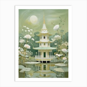 Pagoda In Greens Art Print