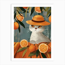 Orange Cat With Hat Art Print