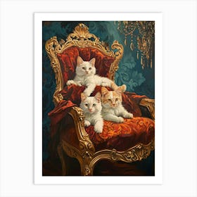 Kittens Sat On A Throne Rococo Inspired 2 Art Print