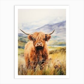 Warm Chestnut Highland Cow In The Grass Art Print