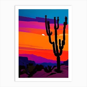 Cactus At Dusk Acrylic Style Art Print