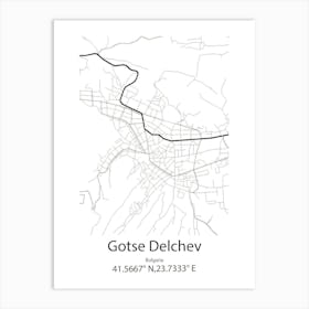 Gotse Delchev,Bulgaria Minimalist Map Art Print