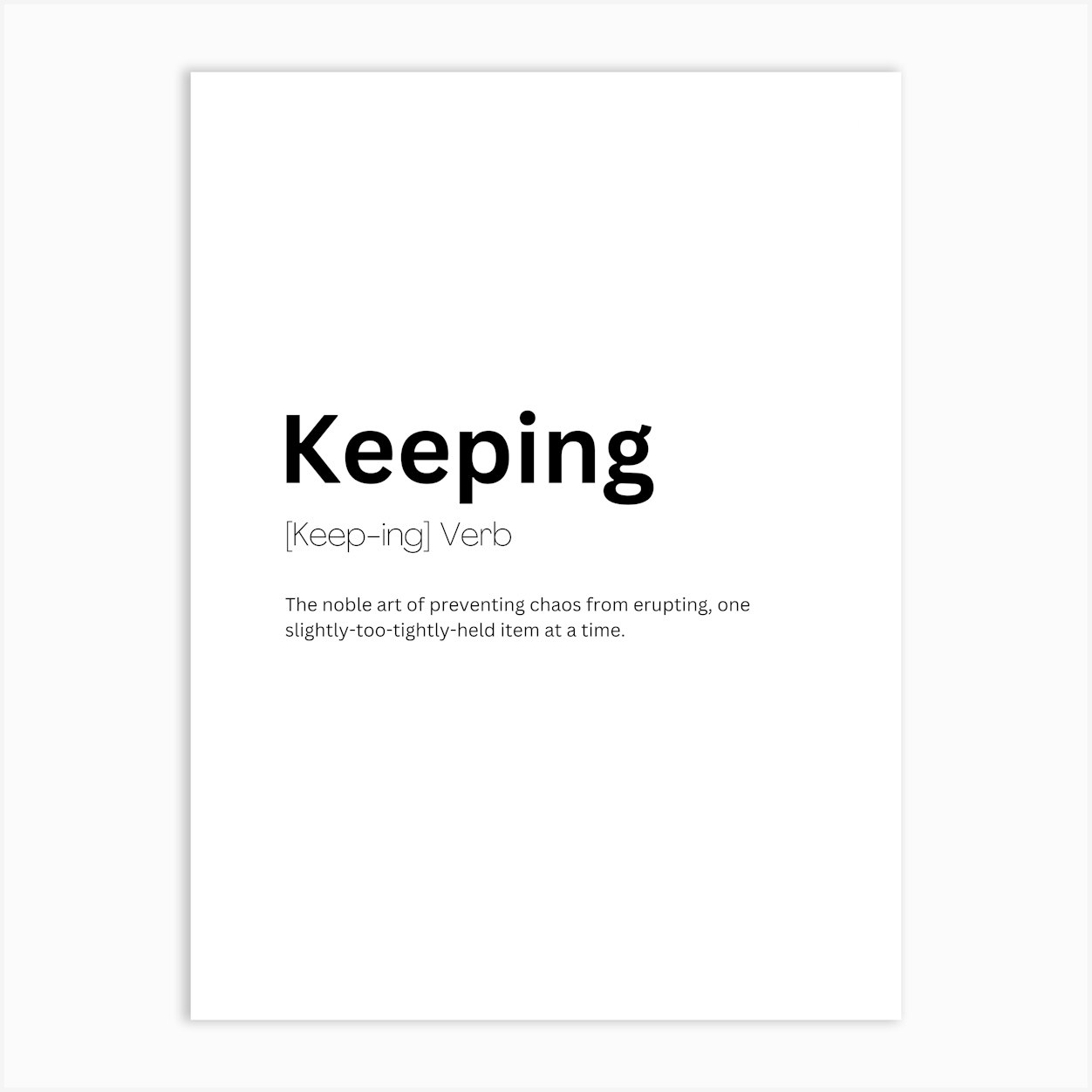 Keeping Definition Meaning Affiche