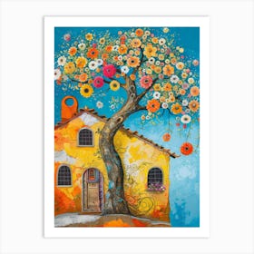 House With Flowers 3 Art Print