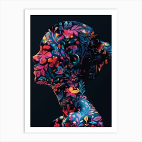 Portrait Of A Woman With Flowers 16 Art Print