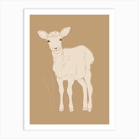 Baby Lamb - Boho, Line Art Art Print