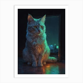 Cat In The Mirror Art Print