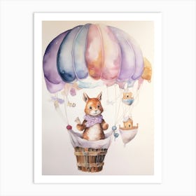 Baby Squirrel 3 In A Hot Air Balloon Art Print