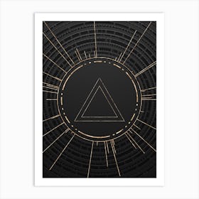 Geometric Glyph Symbol in Gold with Radial Array Lines on Dark Gray n.0132 Art Print