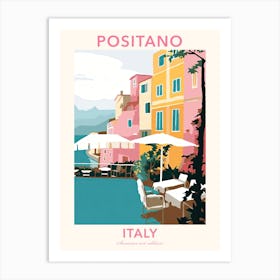 Positano, Italy, Flat Pastels Tones Illustration 4 Poster Art Print