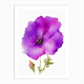 Purple Poppy Mallow Wildflower Watercolour 2 Art Print