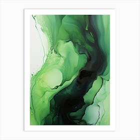 Green And Black Flow Asbtract Painting 2 Art Print