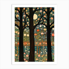 Moonlight In The Forest William Morris 2 Art Print