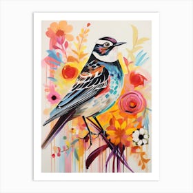 Bird Painting Collage Lark 1 Art Print