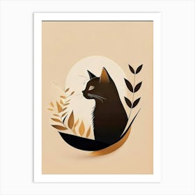 Cat Mininal portrait 1 Art Print