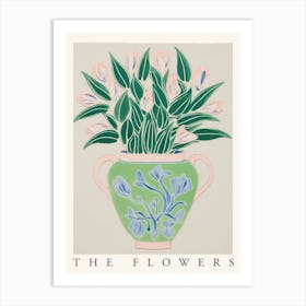 The Flowers Green Vase Art Print