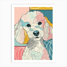 Pastel Poodle Dog Line Illustration Art Print