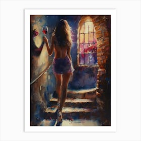 Girl With A Glass Of Wine 9 Art Print