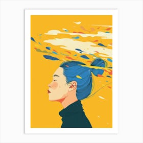 Girl With Blue Hair 16 Art Print