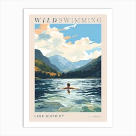 Wild Swimming At Lake District Cumbria Poster Art Print