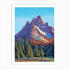 Grand Teton National Park United States Of America Pointillism Art Print