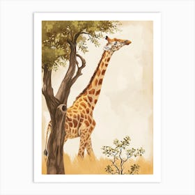 Giraffe Reaching Up To The Leaves 3 Art Print