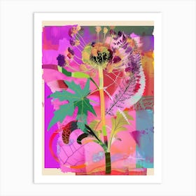Queen Anne S Lace 1 Neon Flower Collage Art Print