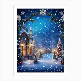 An Ornate Fanciful Christmas Frame Rich In Holiday Decor Where Details Of Garlands Ornaments An (1) Art Print