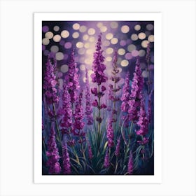 Purple Flowers At Night Art Print