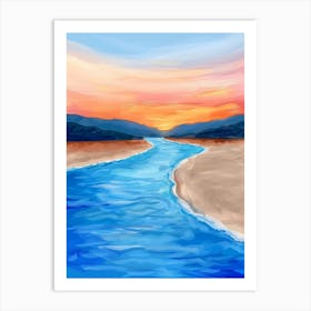 River At Sunset Art Print