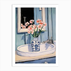 Bathroom Vanity Painting With A Pansy Bouquet 1 Art Print