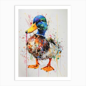 Duck Colourful Watercolour 4 Art Print