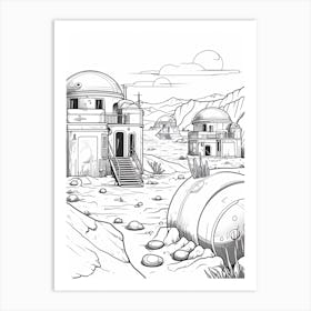 Tatooine (Star Wars) Fantasy Inspired Line Art 2 Art Print