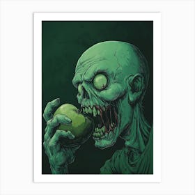 Scary Zombie Eating An Apple 13 Art Print