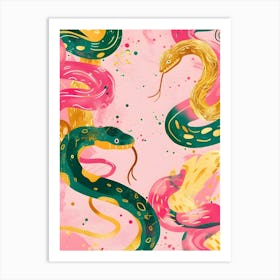 Snakes On Pink Art Print