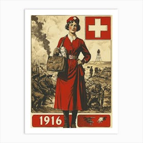 Aihrgdesign A Vintage Poster For Red Cross Recruitment In 191 1a1eff6b 9f28 4e2f B6da B47ef4f46026 0 Art Print