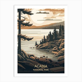 Acadia National Park Travel Poster Mid Century Style 2 Art Print