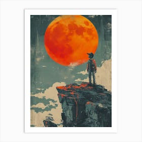 boy at sunset hill Art Print