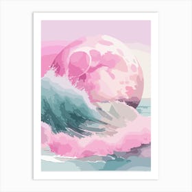 Pink Moon Wave Art Print