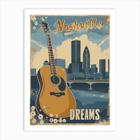 Nashville City Vintage Travel Poster Art Print