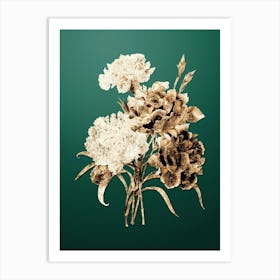 Gold Botanical Carnation on Dark Spring Green n.0629 Art Print