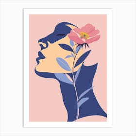 Portrait Of A Woman With A Flower 1 Art Print