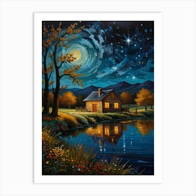 Night By The Lake 6 Art Print