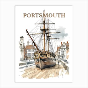 Portsmouth Retro Vintage Travel V 02 Art Print