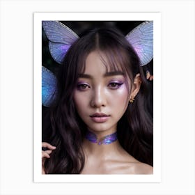 Butterfly Elf Lady, Butterfly Fairy, Aesthetic Art, Portrait Art, Ai Generated Art Vol.3 Art Print