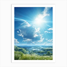 Capturing A Summers Day Where The Azure Sky Laden With Fluffy Clouds Shines Brilliantly Under The Art Print