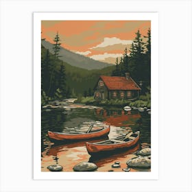 Canoes On The Lake Art Print